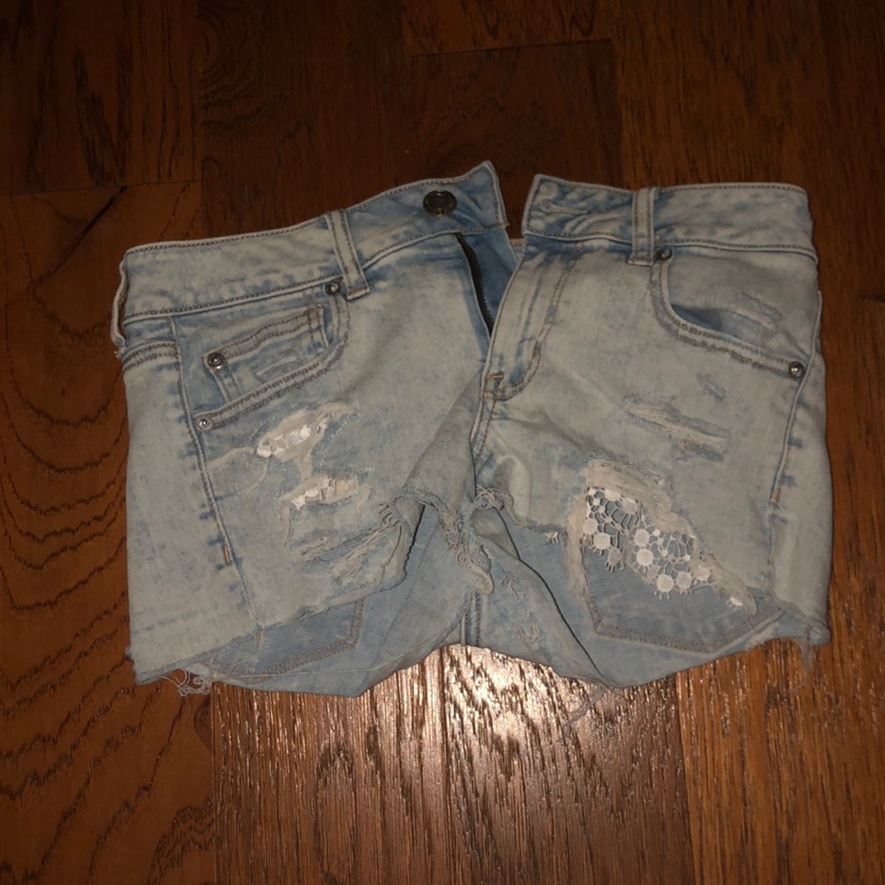 lacy lining jean shorts